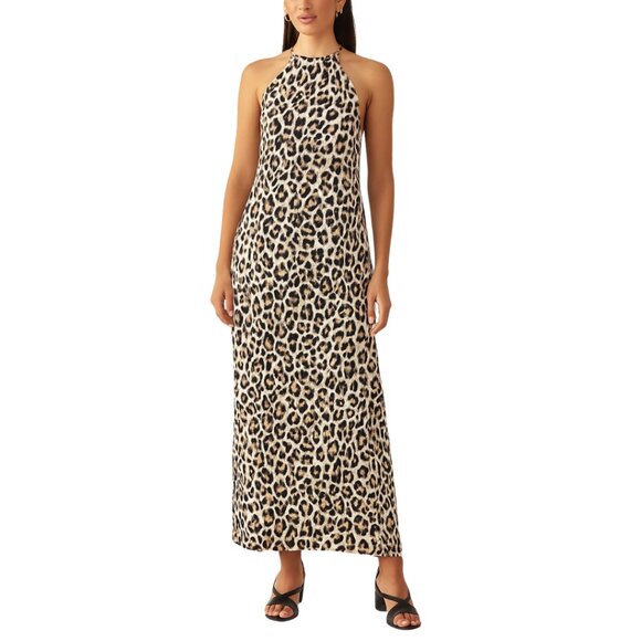 Michael Kors Collection Leopard Maxi Dress Women’s 2 Halter Flowy Lined - Picture 1 of 11